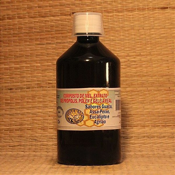 Composto de Mel com Extrato de Própolis, Pólen, Geleia Real, Guaco, Assa-peixe, Eucalipto e Agrião - 500ML