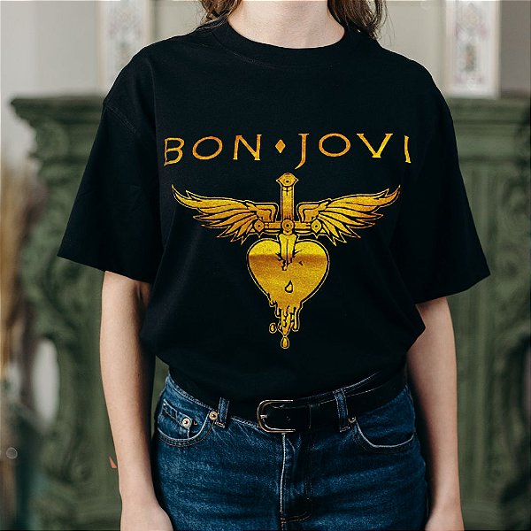 Camiseta Baby Look Bon Jovi Heart - Rock The Rock Style