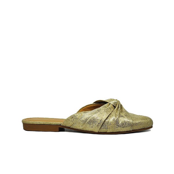 sapato mule dourado