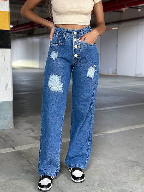 Calça jeans wide leg Mads