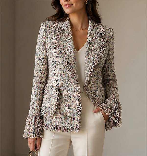Casaco Tweed Lana - Off White