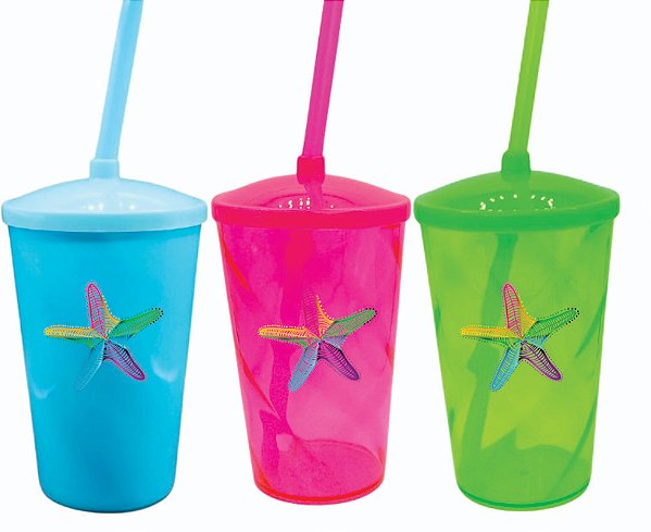 Copo TWISTER 300ML com tampa e canudo.