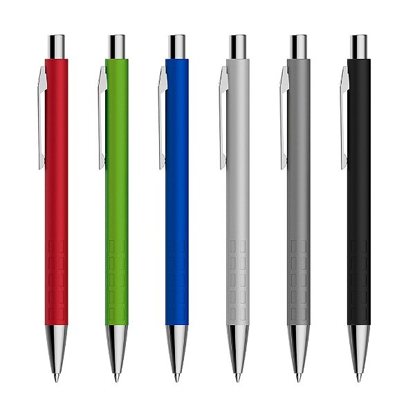 Caneta esferográfica em alumínio.