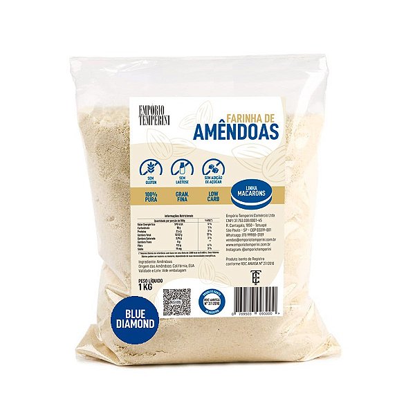 Farinha de Amêndoas Blue Diamond Peneirada - Granulação Fina - 100% Pura - 1kg