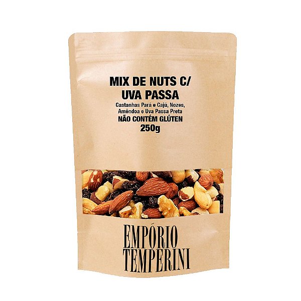 Mix Nuts Amêndoa Castanhas Pará E Caju Nozes Uva Passa 250g