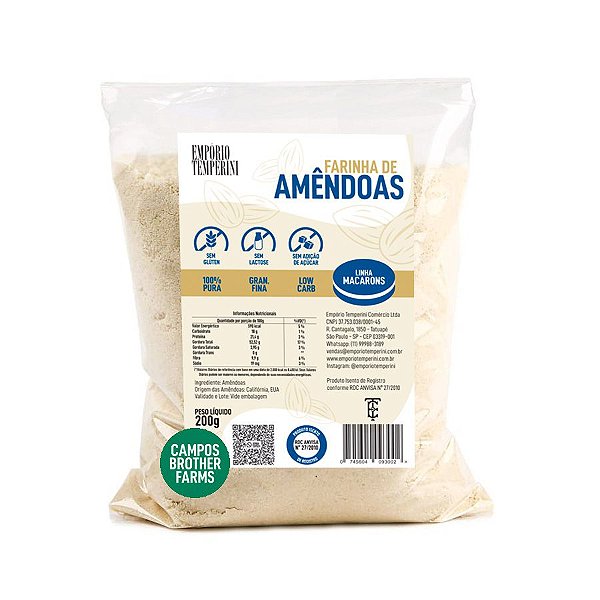 Farinha de Amêndoas Campos Brother Farms Peneirada Macarons 200g