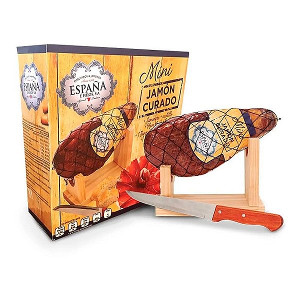 Kit Mini Jamon España E Hijos Presunto Cru + Suporte + Faca