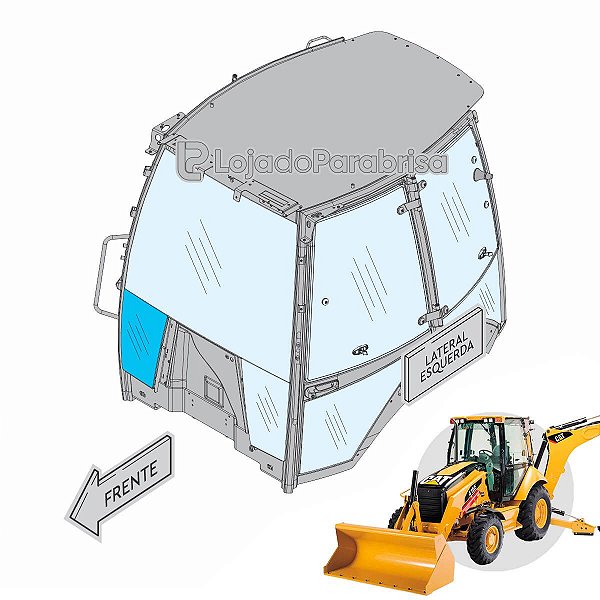 Vidro Parabrisa Inferior Direito Retroescavadeira Caterpillar 416E