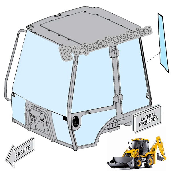 Vidro Traseiro Canto Esquerdo Retro  JCB 3CX 334/Y0829