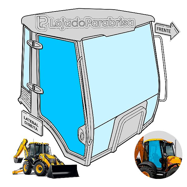 Vidro Porta Direita Retroescadeira JCB 4CX - 827/80144