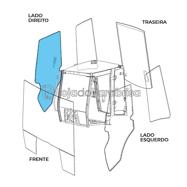 Vidro Porta Direita Retroescadeira JCB 4CX 827/80144