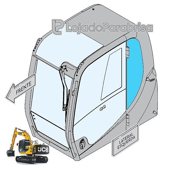 Vidro Lateral Traseiro Esquerdo Escavadeira JCB JS200LC