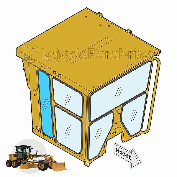 Vidro Lateral Traseiro Direito - Cat 120K/120H/140K/140H - 1182557 DIR / 118-2557 DIR
