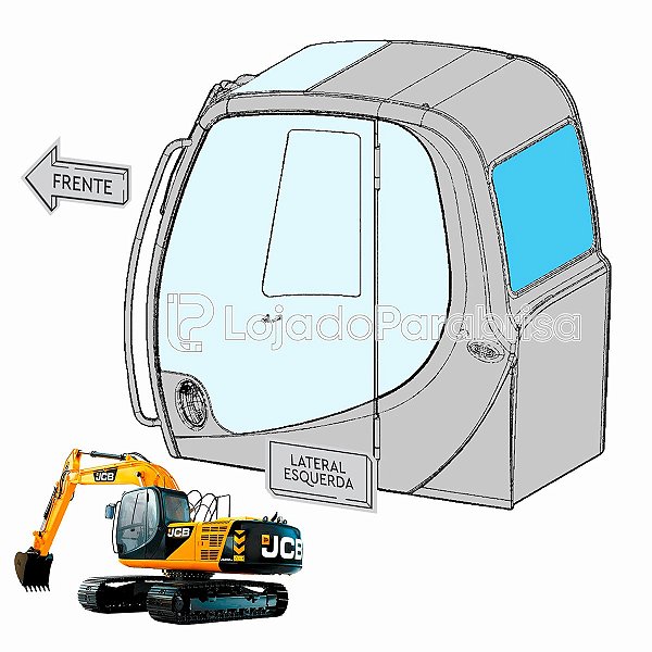 Vidro Vigia Traseiro Escavadeira JCB JS200 Importada