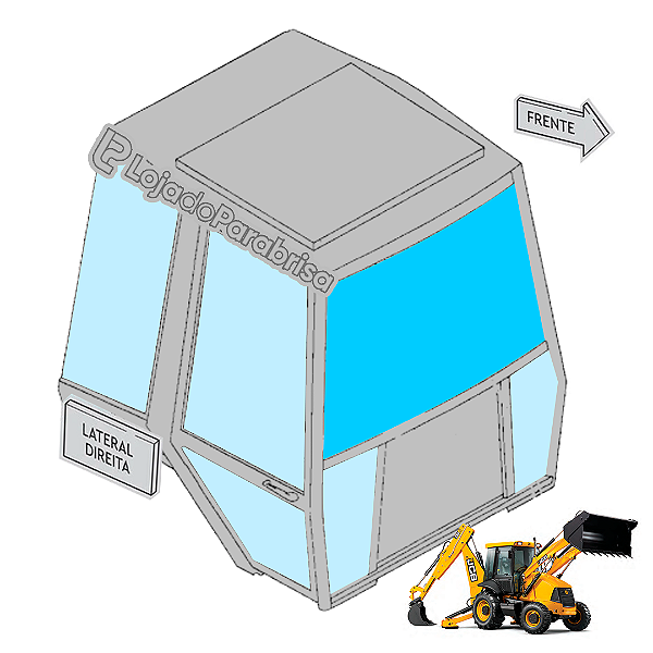 Vidro Parabrisa Frontal Temperado Retro JCB 3C - 827/80382
