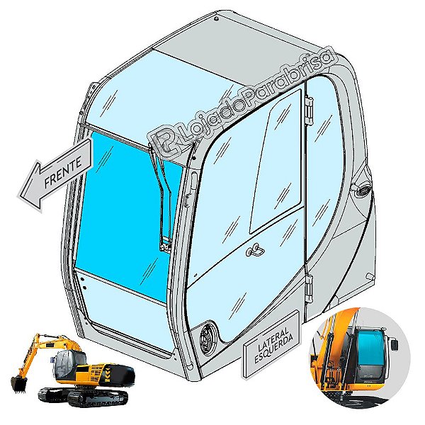 Vidro Frontal Superior Escavadeira JCB JS200 Nacional (Plano)
