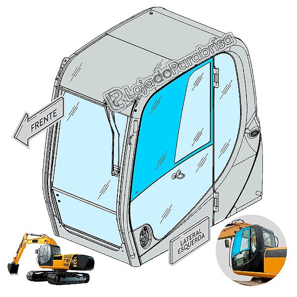 Vidro Superior da Porta Escavadeira JCB JS200 Nacional