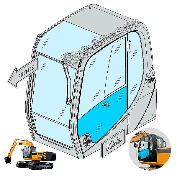 Vidro Inferior da Porta Escavadeira JCB JS200 Nacional