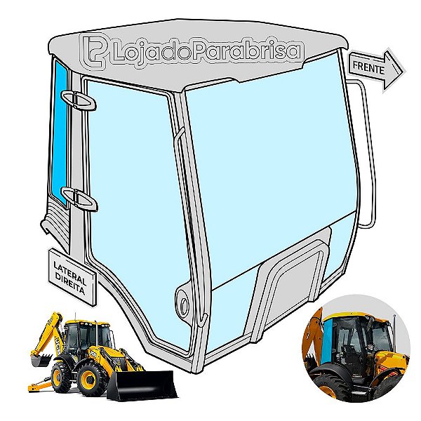 Vidro Traseiro Direito Retro JCB 4CX 827/80149