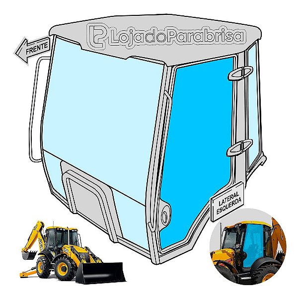 Vidro Porta Esquerda Retro JCB 4CX 827/80472