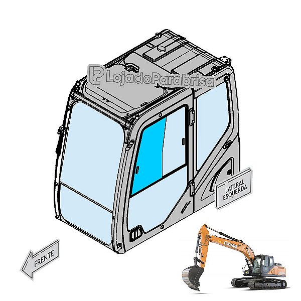 Vidro Superior da Porta Escavadeira Case CX220C / E215 Evo