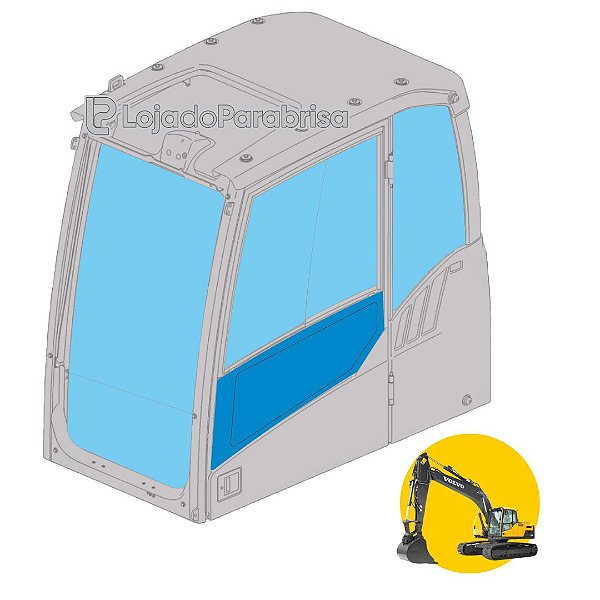 Vidro Inferior da Porta Escavadeira Volvo EC220D