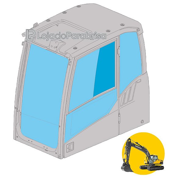 Vidro Janela Traseira da Porta Escavadeira Volvo EC220D