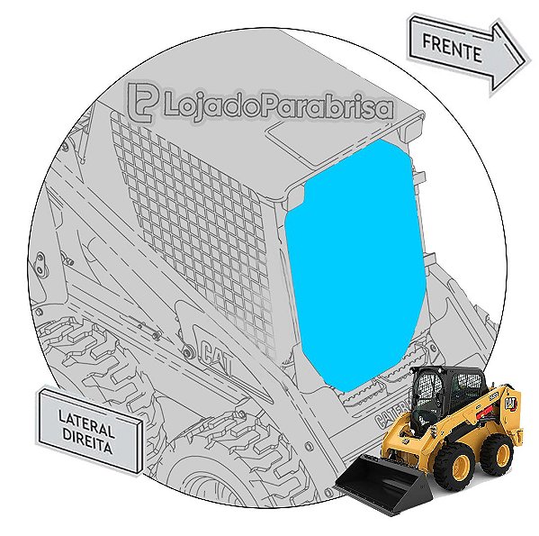 Vidro Porta Frontal Mini Carregadeira Caterpillar 246C 380-9966