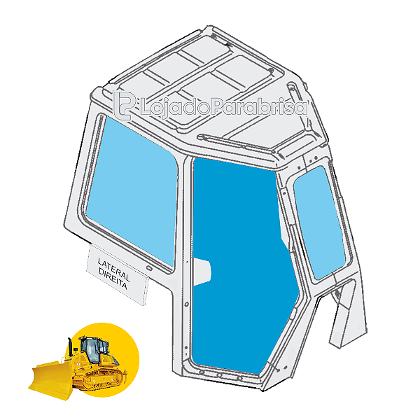 Vidro da Porta Direita Trator Komatsu D61 17A-Z11-1273