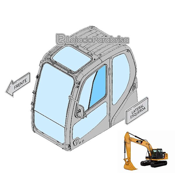 Vidro Janela Móvel Traseira Porta Caterpillar 320GC 538-8844