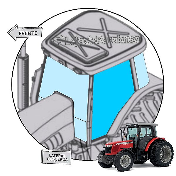 Vidro da Porta Esquerda Trator Massey Ferguson 4291 4292 4275