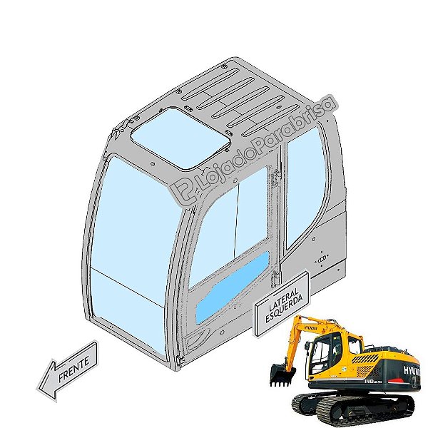 Vidro Inferior da Porta Escavadeira Hyundai R220LC Serie 9