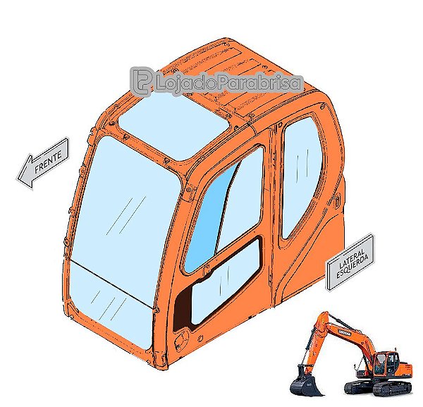 Vidro Superior da Porta Escavadeira Doosan DX225LC 90300070A