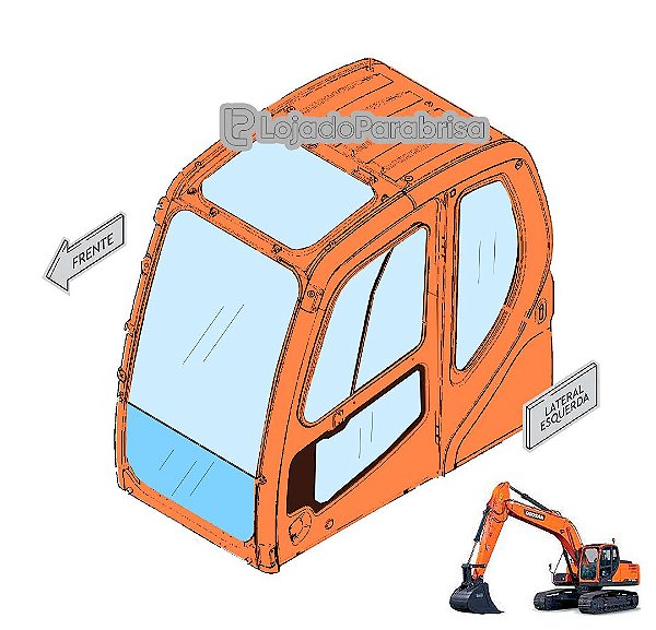 Vidro Parabrisa Inferior Escavadeira Doosan DX225LC Laminado
