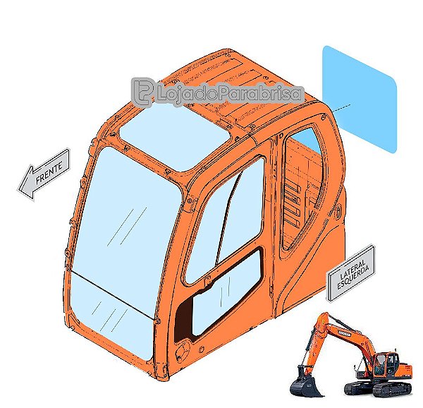 Vidro Vigia Traseiro Escavadeira Doosan DX225LC 903-00075