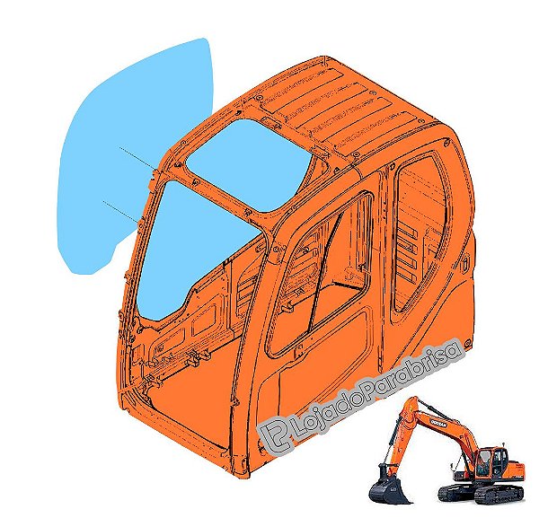 Vidro Lateral Direito (Lança) Doosan DX225LC 903-00072A