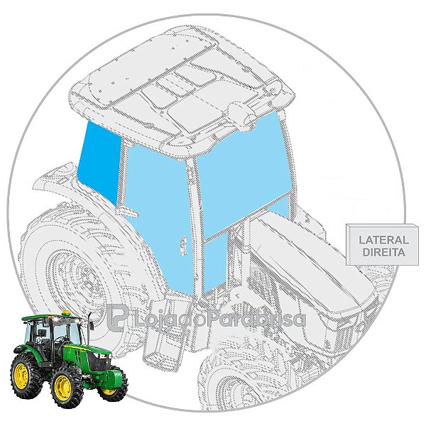 Vidro Janela Lateral Traseira Direita Trator John Deere 5078E