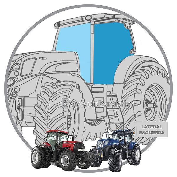 Vidro da Porta Esquerda Trator Case Puma e New Holland T7