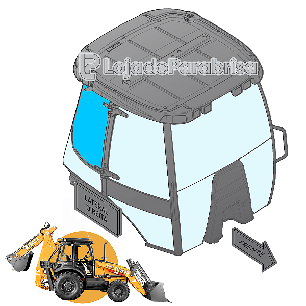 Vidro Lateral Traseiro Superior Direito Retro Case 580N serie 2 HD