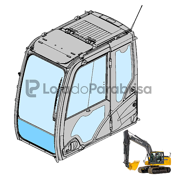 Vidro Parabrisa Inferior Jonh Deere 210G 130G 350G Temperado