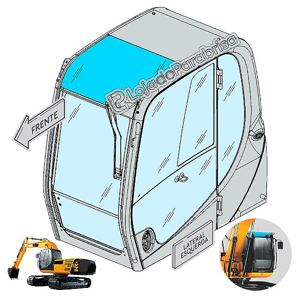Vidro do Teto JCB JS200 Nac (Laminado) 333/J7857