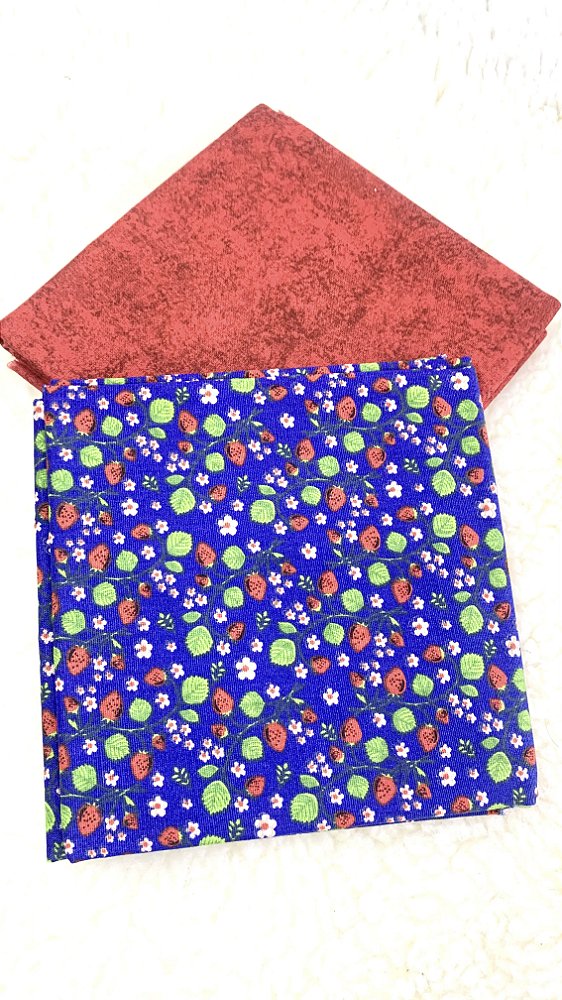 Kit Tecido Combinado / Joaninha fundo azul e vermelho estonado