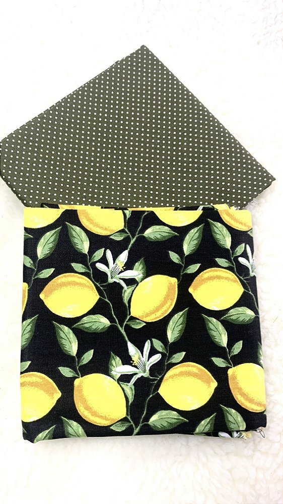 kit Tecido Combinado / Limão Fundo escuro e poá verde