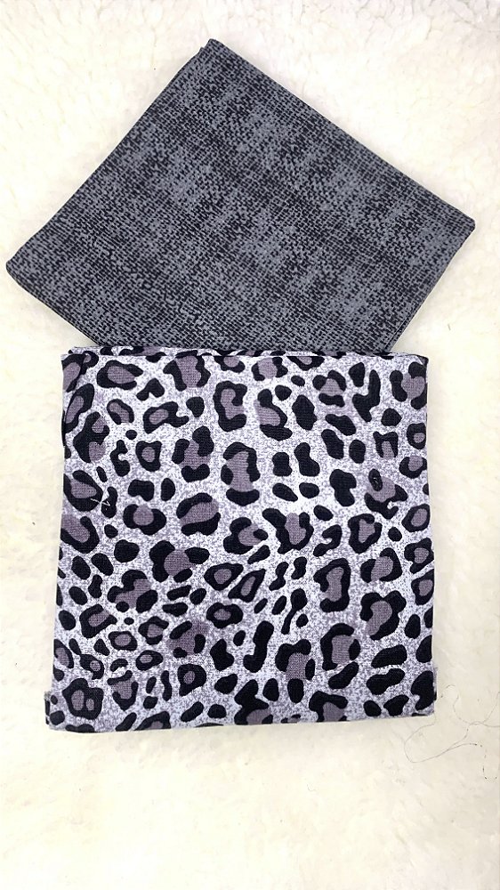 Kit Tecido Combinado /  Onça cinza e tipo linho Cinza escuro