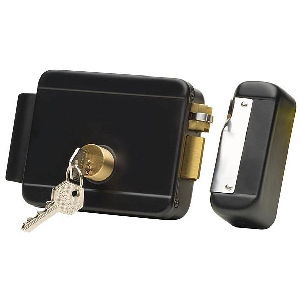 Fechadura Elétrica Reversivel 12V Preta PT-750 Protection