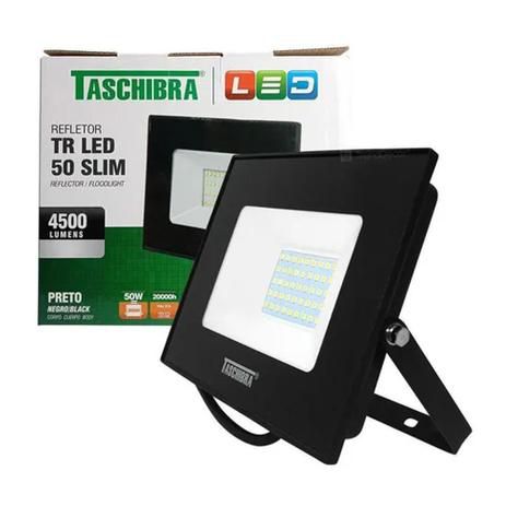 REFLETOR TR LED 50W 6500K SLIM PR TASCHIBRA