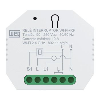 Dispositivo Rele Interruptor Smart Wi-Fi + Rf - Whome 15718934 - Weg