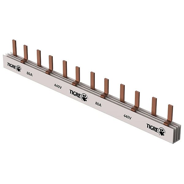 Barramento Fase Bifásico 12 Ligações Din 80A 440V 37430846 Tigre