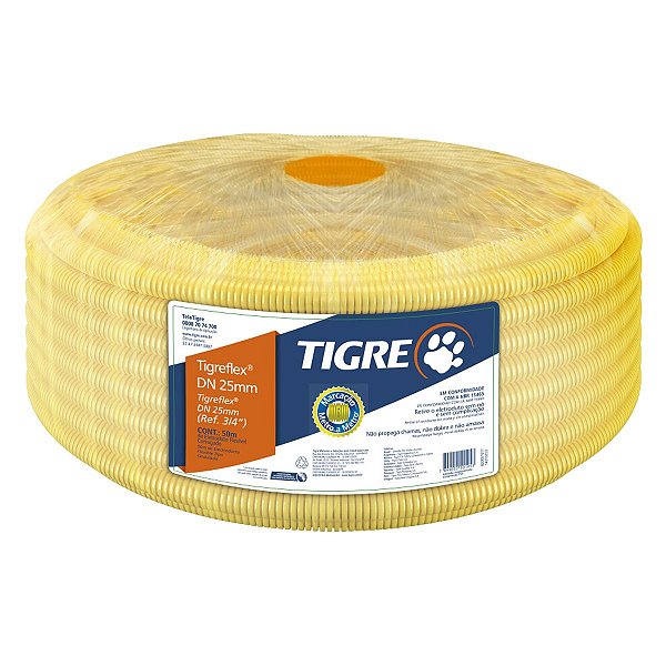 Conduíte Flexível Corrugado 20MM 25M Amarelo 14210229 Tigre