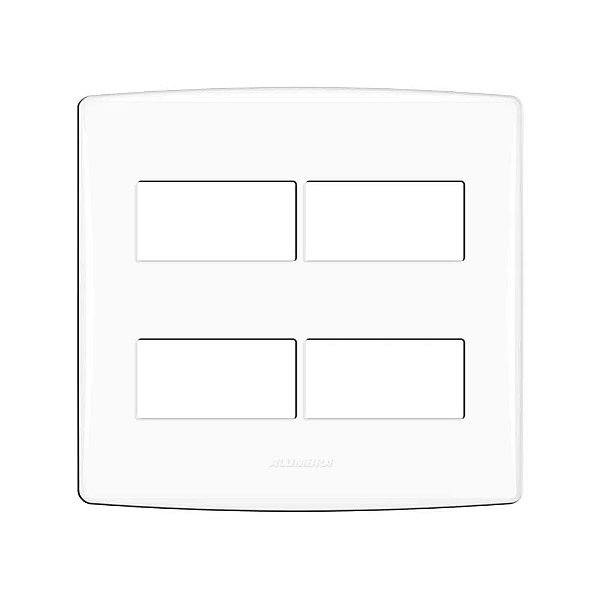 Placa 4x4 para 4 Módulos Distanciados Bianco Pro Branco Alumbra